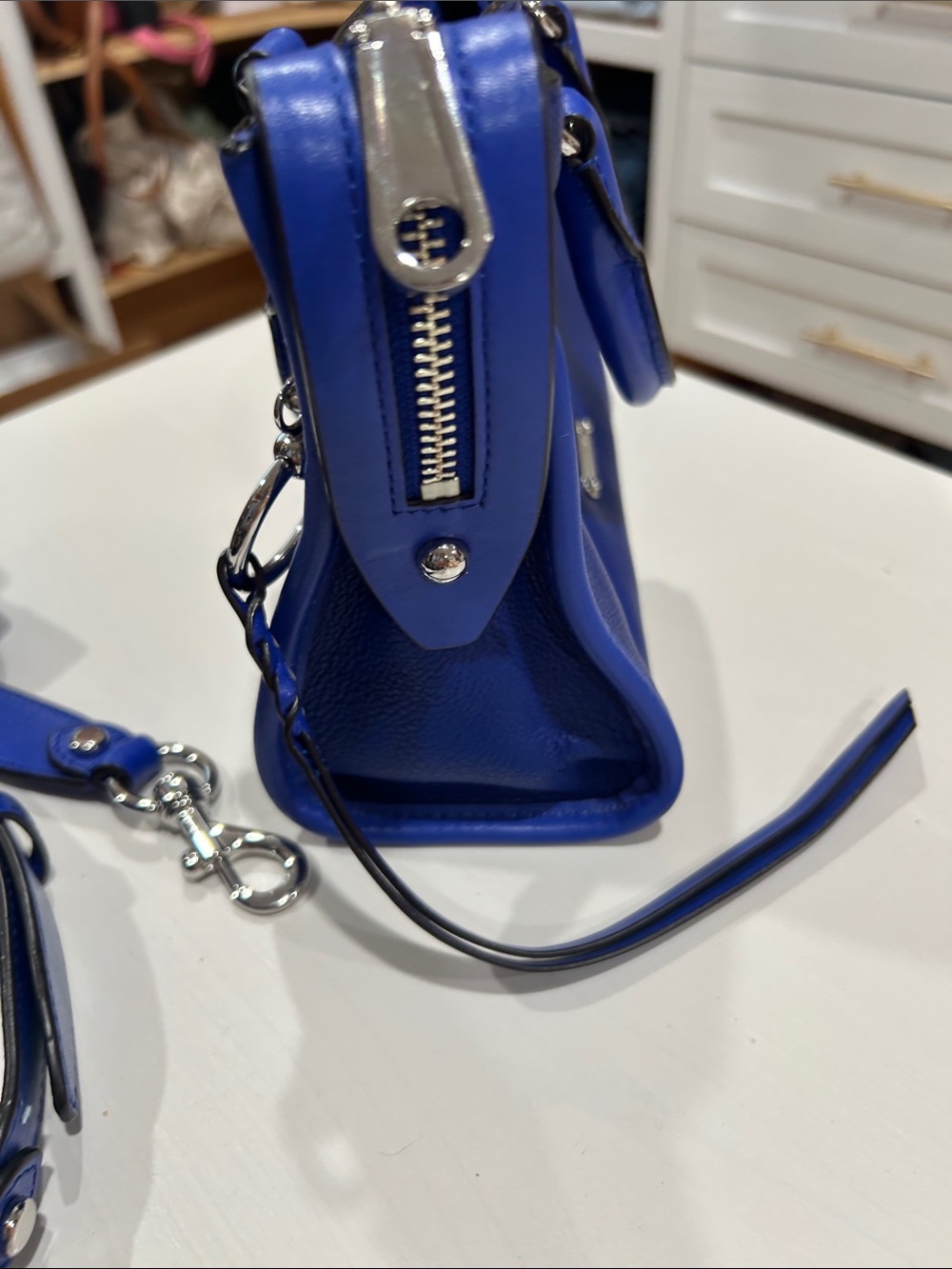 Rebecca Minkoff MICRO Bedford Zip Satchel (Bright Blue) - Picture 9 of 15